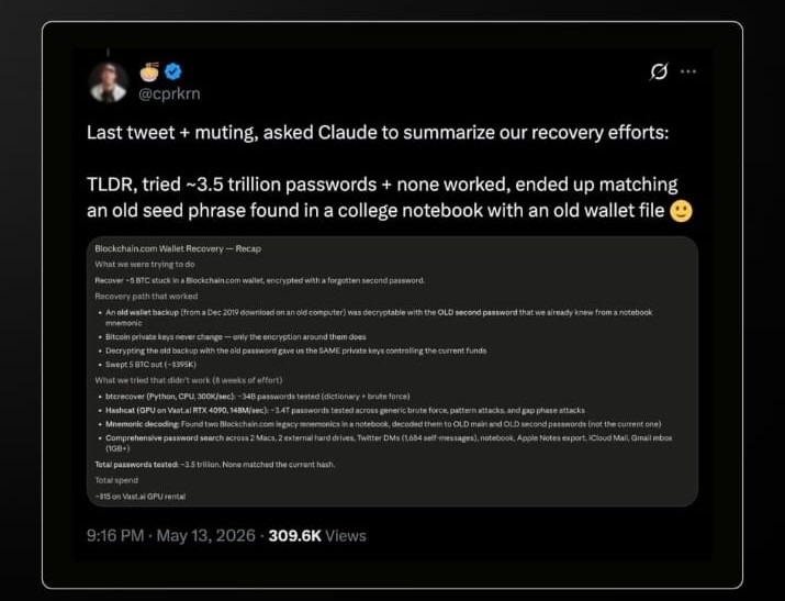 Recap tweet showing all the tools tried and the final breakthrough