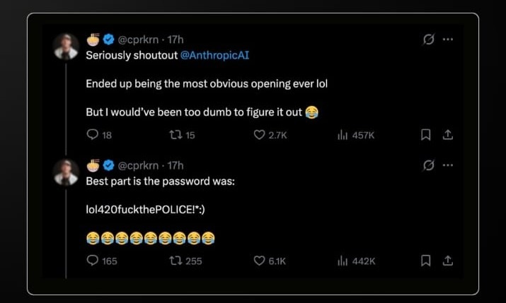 Screenshot revealing the absurd password from the notebook