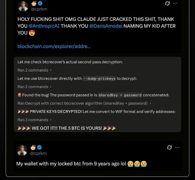 Viral celebration tweet thanking Anthropic and Dario Amodei